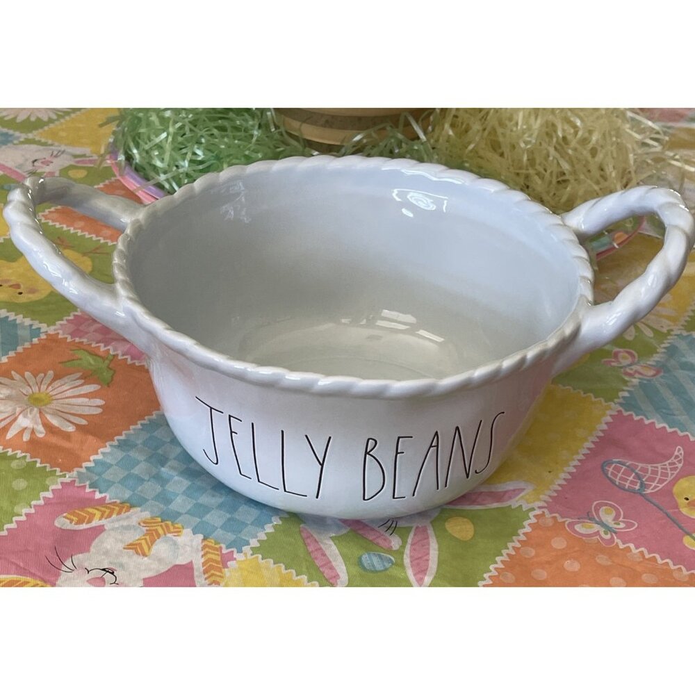 Rae Dunn Jelly Beans Easter Ceramic Basket Serving Bowl Large Light Blue 10" - Picture 3 of 8